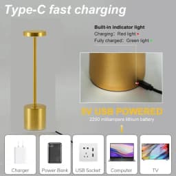 Cordless 3 Color Dimmable Table Lamp USB Rechargeable Portable Desk Lamp Touch Sensor Lamp for Bedroom Living Room Restaurant