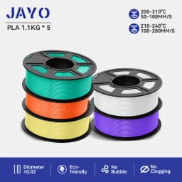 JAYO PLA Filaments 5 Rolls/ 3D Printer Filament 1.75mm FDM 3D Printer Materials Neatly Wound High Toughness for FDM 3D Printer