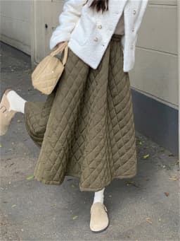 Alien Kitty Winter All Match Cotton Padded Maxi Skirts Women Streetwear Loose OL Office Lady High Waist Thicken Warm New Daily