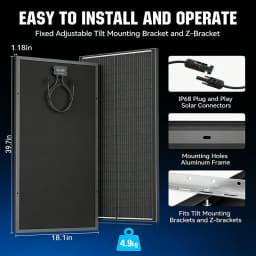 RVPOZWER 12BB Solar Panels 100W 12V N-Type Solar Cells Monocrystalline 23% High-Efficiency PV Power for Home Rooftop Outdoor