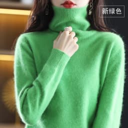 Autumn and winter women's high neck pullover 100% pure mink cashmere sweater knitted soft fashion warm women's clothing