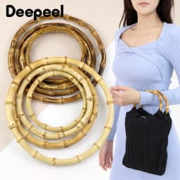 1/2Pcs Deepeel 7-18cm Round Bamboo Handles Handbag Purse Frame Closure Woven Bag Handle DIY Handmade Replacement Accessories