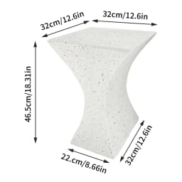 Modern White Lightweight Concrete Side Table Accent End Table for Living Room Bedroom Sofa