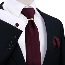 Necktie Ring For Men Luxury Tie Handkerchief Cufflinks With Gold Metal Ring Suit Paisley Red Tie For Wedding 8cm Man Accessories