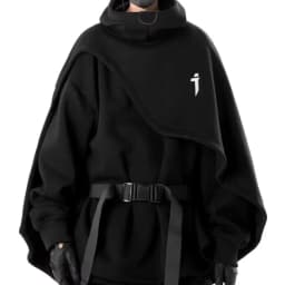 Japanese Heavy Industry Cloak Sweatshirt Functional High Collar Cloak Men's Loose Hooded Fake Two-piece Pullover Couple Coat