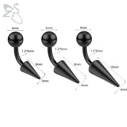 ZS 1PC 16G Long Spike Bridge Piercing Stainless Steel Eyebrow Ring Curved Barbell Cartilage Earring Punk Cone Labret Piercing