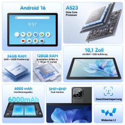 X6L Tablet PC 10.1 Inch IPS Android 16 Octa‑Core 34GB RAM 128GB ROM 6000mAh 5MP+8MP Camera Support 1TB TF Card With Keyboard Mouse Pen Set Australia Local Stock 1‑Year Warranty