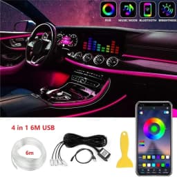 Car LED Interior Atmosphere Lights Universal RGB Ambient Light Optic Fiber APP Music Control Auto Decorative Neon Lamp