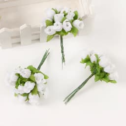 12Pcs Mini Artificial Rose Flowers Bouquet Silk Fake Flowers For Home Decor DIY Wedding Decoration Craft Wreath Gift Accessories