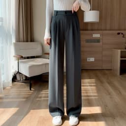 Casual Drapey Wide Leg Suit Pants Women's Spring Autumn Loose Elastic Waist Straight Cut Loose Trousers Fashionable plus Size