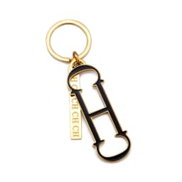 CH Shape Enamel Keychain Gold Tone Metal Car Key Holder Unisex Fashion Bag Charm Luxury Accessory Pendant Keyring