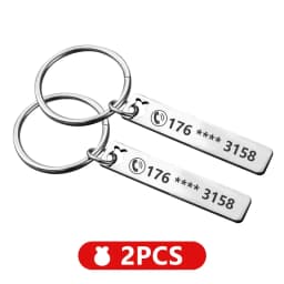 Stainless Steel Anti-lost  Customized Phone Number Key Chain for Women Men Personalized Laser Engraved Names  Bar Key Ring