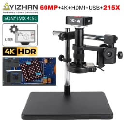 YIZHAN 60MP 48MP 4K USB HDMI VGA Digital Video Monocular Microscope Camera Continus Zoom 180X 215x Soldering Phone Repair Tools