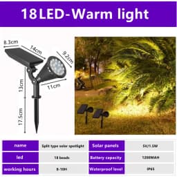 Unique Design 18 Led Rgb Spot Light Waterproof Garden Led Solar Stake Spotlight For Pathway Landscape Lawn Outdoor Decor