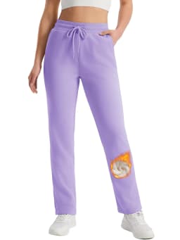 TACVASEN Sherpa Lined Drawstring Straight-Leg Sweatpants Womens Thermal Waist Outdoor Cotton Pants Waterproof Thick Trousers