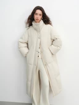 FSLE Winter Women Mid-Length Puffer Downcoat with Stand Collar Korean Style Slouchy Down Jacket Loose Fit Warm Soft Outerwear