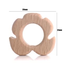 10Pcs Beech Beads Heart Butterfly Rainbow Elephant Flower Animal Wooden Beads for Bbay Chew Teether Beads Pacifier Clips Chain