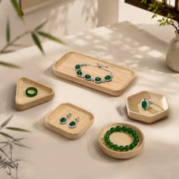 Oirlv Wooden Jewelry Tray Set Ring Storage Box Necklace Display Stand Watch Storage Box Entrance Decoration Car Key Organizer