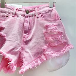 Leaking Pocket Street Hole Washed Retro Blue Denim Shorts 2026 Summer New Spice Girl Fashion Jeans Hot Pants Shorts Women