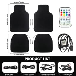 4pcs Starlight LED Car Floor Mats, App Control Washable Fiber Optic Lights Universal Automotive Decoration Atmosphere Light