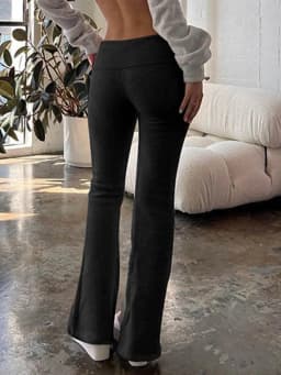 Women's Y2K Slim Low-Waisted Boot Cut Flare Pants Casual Sexy Basic Solid Fashion Streetwear for Autumn Spring