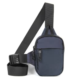 A stylish men's mini crossbody bag, crafted from nylon fabric, featuring a honeycomb-patterned back panel designed to hold a mob