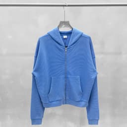 Waffle Knit Full Zip Hoodie for Men Vintage Washed Hooded Sweatshirt Casual Loose Cotton Kangaroo Pocket Streetwear Clothes