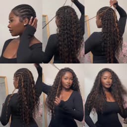 #30 Colored 100% Human Hair for Highlight Miracle Knots Crochet Deep Wave Feather Crochet Boho Braids Wavy Bulk Hair Extensions