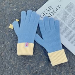 Women Winter Thickened Windproof Keep Warm Fingertip Touch Screen Knitted Gloves Fashion Color Spelling Soft