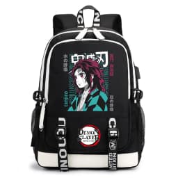 Demon Slayer Anime Print Student Backpack USB Charging Port Lightweight School Bag for Boys Girls