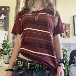 Women Black Grunge T-Shirts Short Sleeve Basic Shirt Coquette y2k Top Spring Strip Vintage Tees Fairycore Pullovers Streetwear
