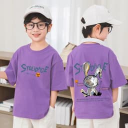 Nickelodeon Spring and Summer Children's Cartoon 100% Cotton T-Shirt - Large Size Top. Model's Outfit Is for Reference Only.