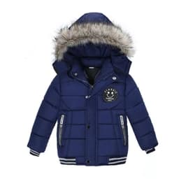 New Keep Warm Baby Coat Autumn Winter Boys Jacket Hooded Zipper Fashion Fur Collar Boys Outerwear 2 3 4 5 6 Years Kids Clothes