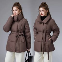 ZAROY Women Winter Belted Jacket Elegant Stand Collar Windproof Puffer Coat Cotton Padded Thick Warm Snow Parkas Overcoat куртка