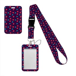 Simple Marble Heart Rainbow Card Holder with Buckle Lovely Hanging Rope ID Pass Hang Accessories Holder Lanyard Passr Case