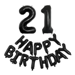 Black 32-Inch Number 1-30 Balloons and 16-Inch 'Happy Birthday' Letter Foil Balloons Set Birthday Party Decoration Supplies
