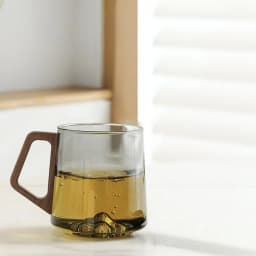 Internal Mountain Protrusion Glass Cup Large Capacity Single-layer Water Drinking Cup Heat-resistant Wooden Handle Tea Cup Gift