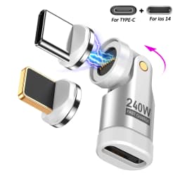 AUFU 240W Magnetic Type-c OTG Adapter 9Pin USB C to Type C 5A Fast Charging USB C Female OTG Converter for iPhon Macbook Samsung