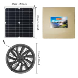 Portable Solar Powered Exhaust Fan Kit Weatherproof Ventilation Fan for Greenhouse Dog House RV Chicken Coop Shed Outdoor Use