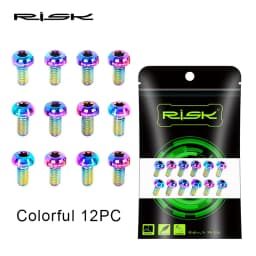 RISK 12pcs M5X10mm Bicycle Disc Brake Rotor Bolt Road MTB Bike T25 TC4 Titanium Torx Rotor Fixing Brake Screw Ultralight