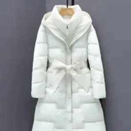Long Knee Length Down Cotton Jacket for Women's Clothing in Winter 2025, New Hooded Waist Cinching and Slim Cotton Jacket, Thick