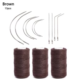 3 Rolls Hair Weaving Threads with 10 Pieces Sewing Needle Weaving Threads for Making Wigs Hand Sewing Hair Weft DIY