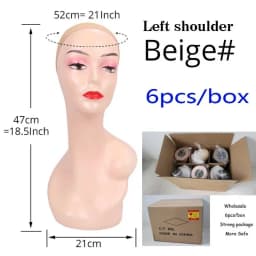 Half Shoulder Dummy Head 6Pcs/Box Fiber Glass Mannequin Head With Bottom Cover Wig Display Stand Female Mannequin Head For Wig
