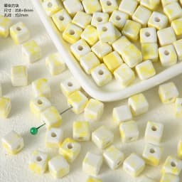 Exclusive Hand-painted Yellow Ceramic Straight Hole Bead Jewelry For Summer