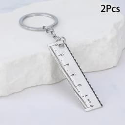 2PCS New Stainless Steel Mini Ruler With Keychain - Measuring Tool For Office And School Supplies (Anti-loss Measuring Ruler)