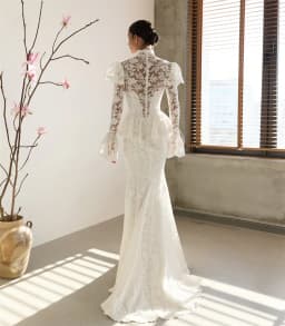 Kyoto Customized White High Neck Wedding Dresses Mermaid Zip Back Long Sleeve vestidos de noche Floor-Length robe de mariée 2026