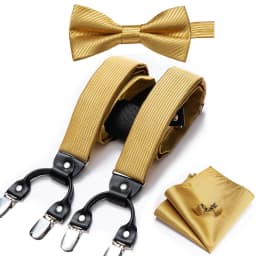Burgundy Black White  Mens Suspender Adjustable 6 Clips Jacquard Braces Bowtie Hanky Cufflinks Set Silver Gold