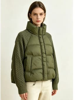 Lagabogy 2026 New Winter Turtleneck White Duck Down Jacket Women Patchwork Knitted Warm Drawstring Short Soft Puffer Coat Female