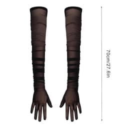 Women's Sexy Solid Transparent Elasticity Mesh Tulle 70cm Extra Long Gloves Opera Halloween Costume Cosplay Party Dance Gloves