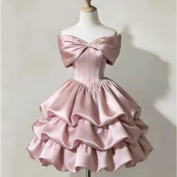 Butterfly Tie Solid Color One Shoulder Birthday Party Host Daily Cute Sweet Cake Fluffy Skirt Dress Formal Dress Customized